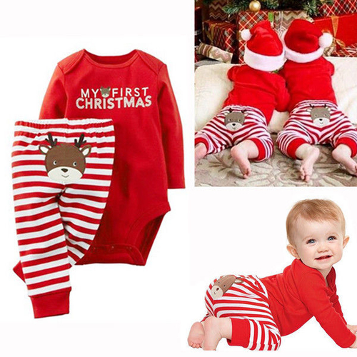 Christmas Newborn Baby Girls Boys clothes 2pcs set
