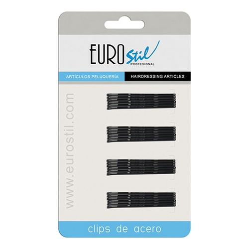 Clips Eurostil 01609/50 5 cm Black Undulator (24 pcs)