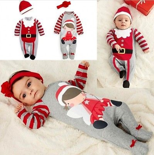 2 Pcs Newborn Baby boys Girls Xmas Santa Claus