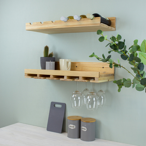 Multifunctional Wine and Glass Shelves, 2 pieces Set