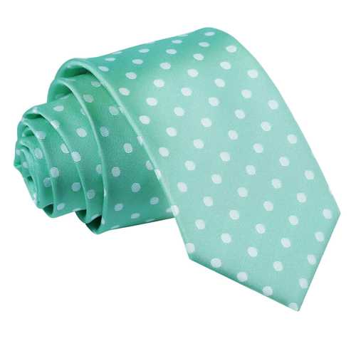 Polka Dot Slim Tie - Mint Green