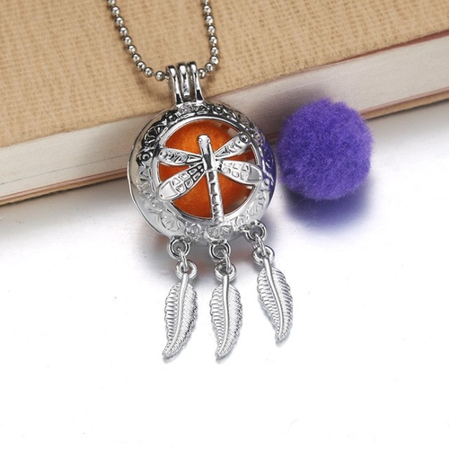 Silver dragonfly Aroma Diffuser Necklace Perfume