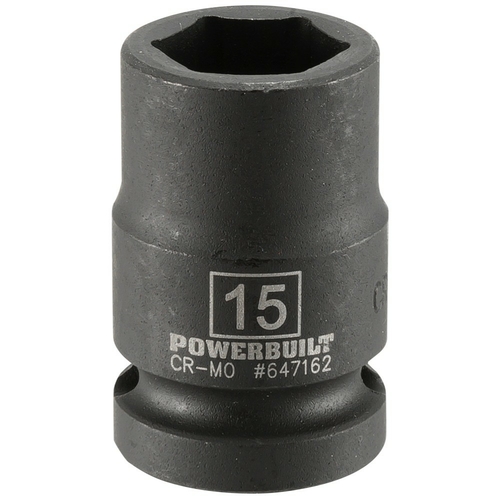 Powerbuilt 1/2in Drive 6 Pt. Metric Socket 15mm - 647162