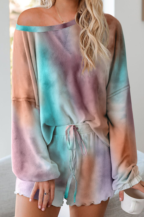 Multicolor Tie-dye Pajamas Loungewear Set