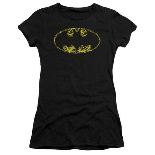 Trevco Batman-Bats On Bats - Short Sleeve Junior Sheer Tee - Black- Sm