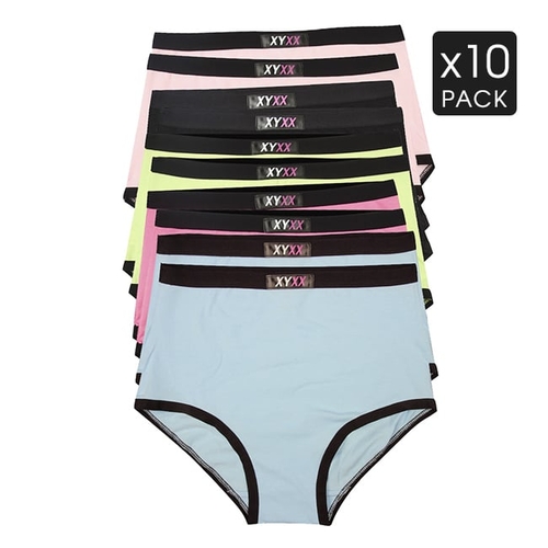 10 Womens High Waisted Panties Full Brief Mix Colour Pack