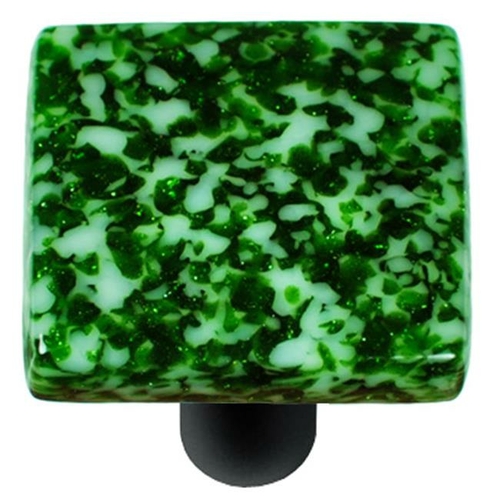 Hot Knobs HK8053-KB Granite Light Metallic Green & White Square Glass 