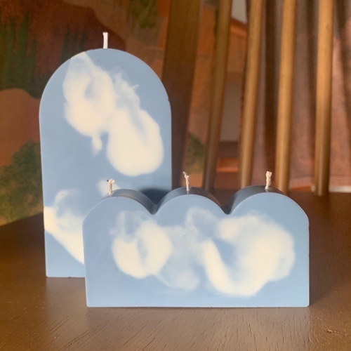 Scallop Soy Pillar Candle - Cloudy