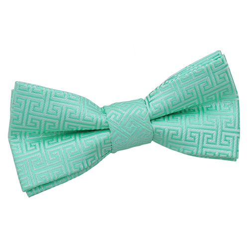 Greek Key Pre-Tied Bow Tie - Mint Green