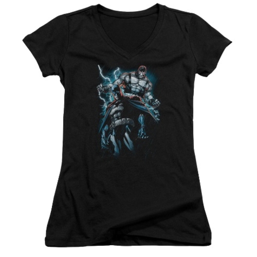 Trevco Batman-Evil Rising - Junior V-Neck Tee - Black- Large