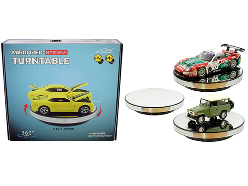 Mirrored Rotary Display Turntable Stand 10 inches USB Powered for 1/24