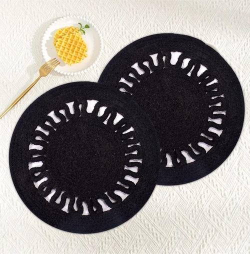Pack of 2 Cotton Placemats 30cm Round - Dining Table, Bed Side/Centre