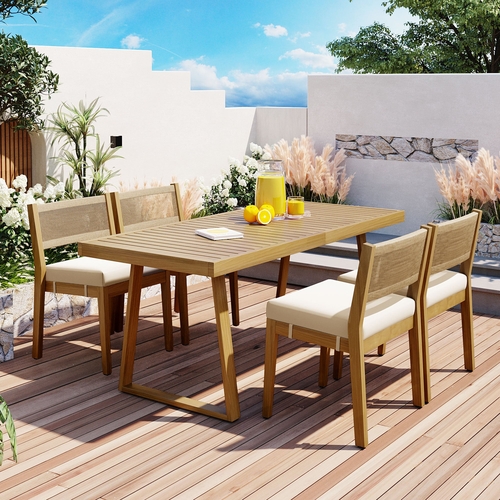 Multi-person Outdoor Acacia Wood Dining Table and Chair Set, Thick