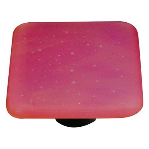 Hot Knobs HK9050-KB Opaline Red Square Glass Cabinet Knob - Black Post