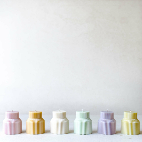 Two-Tier Ribbed Pillar Candle