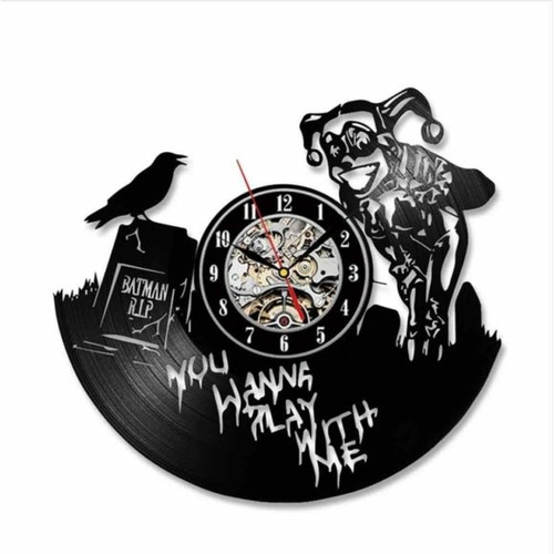 HARLEY QUINN DC ACTION FIGURE DESIGN HANDMADE VINYL RECORD WALL CLOCK