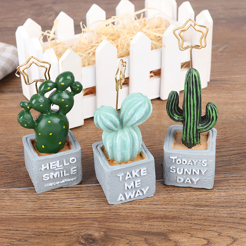 1pc Cut Card Holder Cactus Resin Plant Decoration