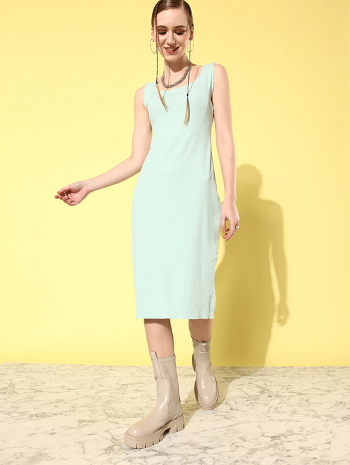 Women Sea Green Solid Bodycon Dress (Size-M) (Color-SEA GREEN)