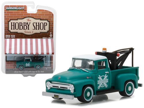 1956 Ford F-100 Green with Drop-in Tow Hook \The Hobby Shop\" Series 2