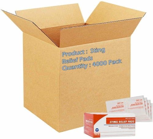 Sting Relief Pads. Case of 4000 Anesthetic Pads for Burns, scrapes,