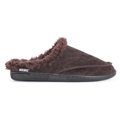 Muk Luks 0015004200-L Mens Faux Suede Clogs Slippers, Brown & Soli