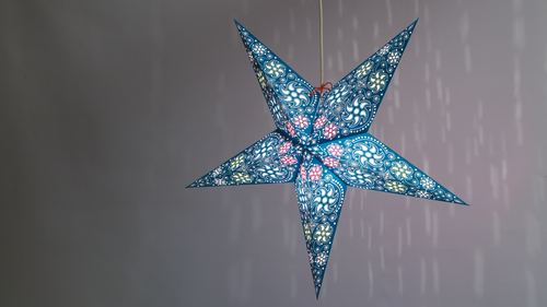 Firework Teal - Handmade 5 Pointed Paper Star Lantern