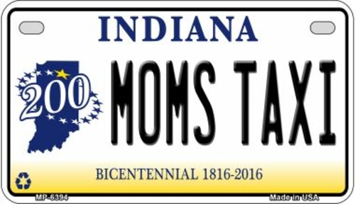 Smart Blonde MP-6394 7 x 4 in. Indiana Moms Taxi Novelty Metal Motorcy