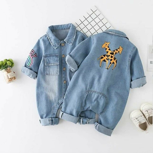 Spring Baby Toddler Long Sleeve Lapel Collar Denim