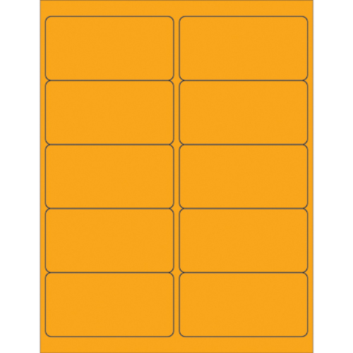 Box Partners LL178OR 4 x 2 in. Fluorescent Orange Rectangle Laser Labe