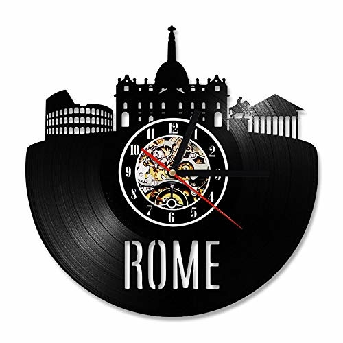 ROME SKYLINE HANDMADE VINYL RECORD WALL CLOCK