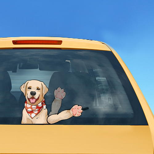 Rylybons Labrador Dog Waving Wiper Decals PVC Car