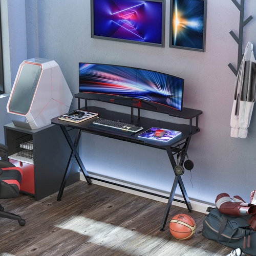 HOMCOM 55 inch Gaming Desk Racing Style Computer Office PC Gamer