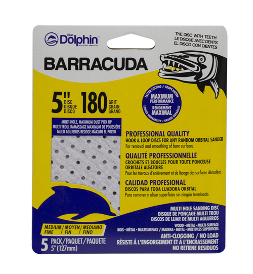 Barracuda 1003075 5 in. 180 Grit Medium Blue Dolphin Aluminum Oxide Ho