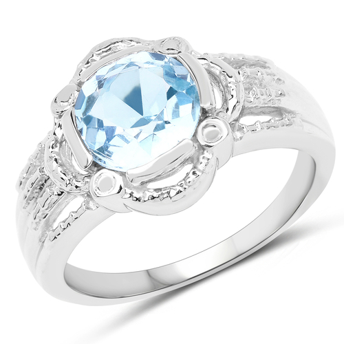 2.34 Carat Genuine Blue Topaz and White Topaz .925 Sterling Silver