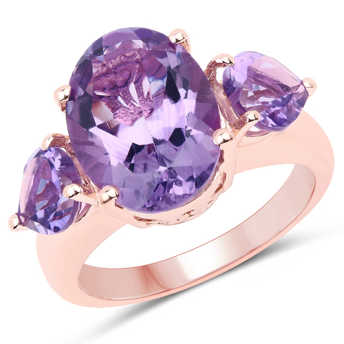 14K Rose Gold Plated 6.30 Carat Genuine Amethyst .925 Sterling Silver