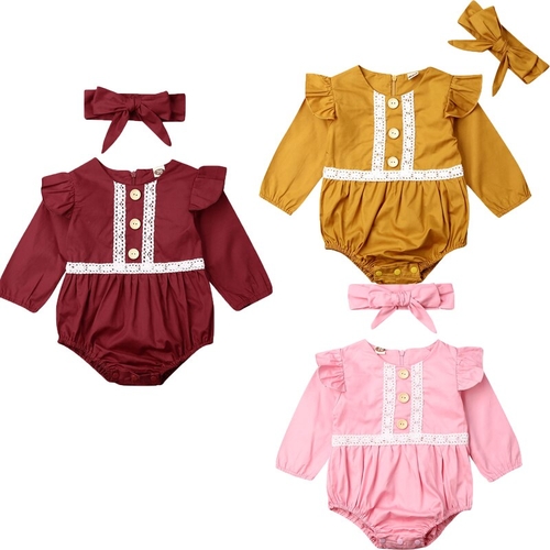 Newborn Baby Girl Bodysuits Autumn Clothes Lace