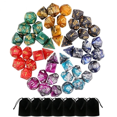 49 Pcs Double Colors Polyhedral Dice For Dungeons