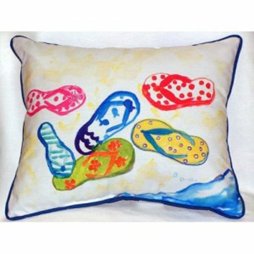 Betsy Drake HJ154 Six Flip Flops Indoor & Outdoor Throw Pillow- 16 x 2