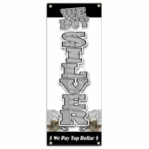 SignMission B-We Buy Silver Vertical We Buy Silver Vertical Banner Sig