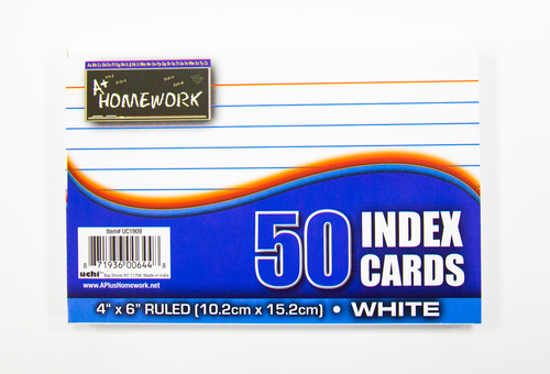 Index Cards White Ruled - 50 Count - 4" x 6"