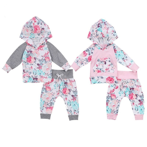 New Newborn Toddler Baby Girls Floral Hoodies