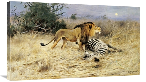 Global Gallery GCS-266701-36-142 36 in. A Lion with His Prey Art Print