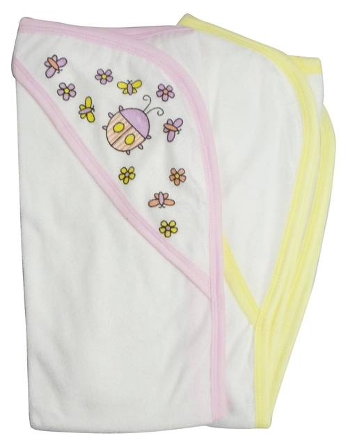 Bambini 021-Pink-021B-Yellow Infant Hooded Bath Towel, Pink - Pack