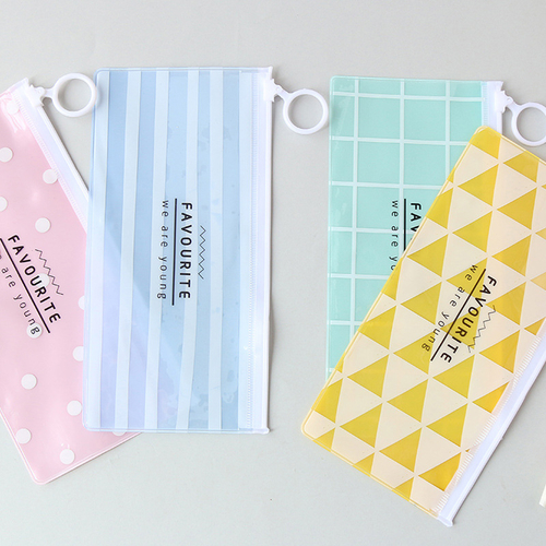 Cute Stripe Grid Triangle Pencil Case