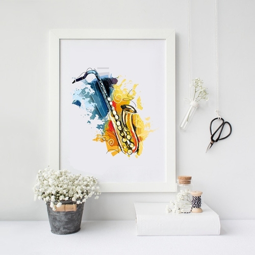 Abstract Musical Instruments Saxophone Wall Art