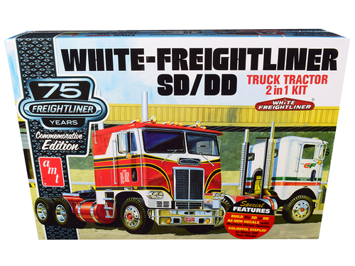 Skill 3 Model Kit White Freightliner SD/DD Truck Tractor 2 in 1 Kit