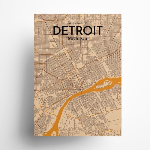 Detroit City Map Poster