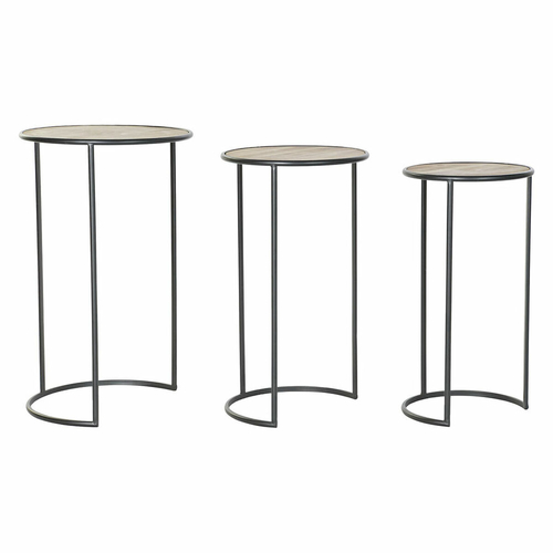 Set of 3 small tables DKD Home Decor Black Natural 40 x 40 x 66 cm