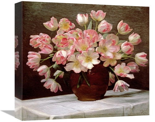 Global Gallery GCS-268525-16-142 16 in. Tulips in a Vase on a Draped T