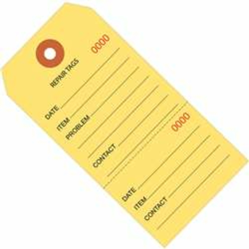 Box Partners G26202 6.25 x 3.12 in. Yellow Repair Tags Consecutively N